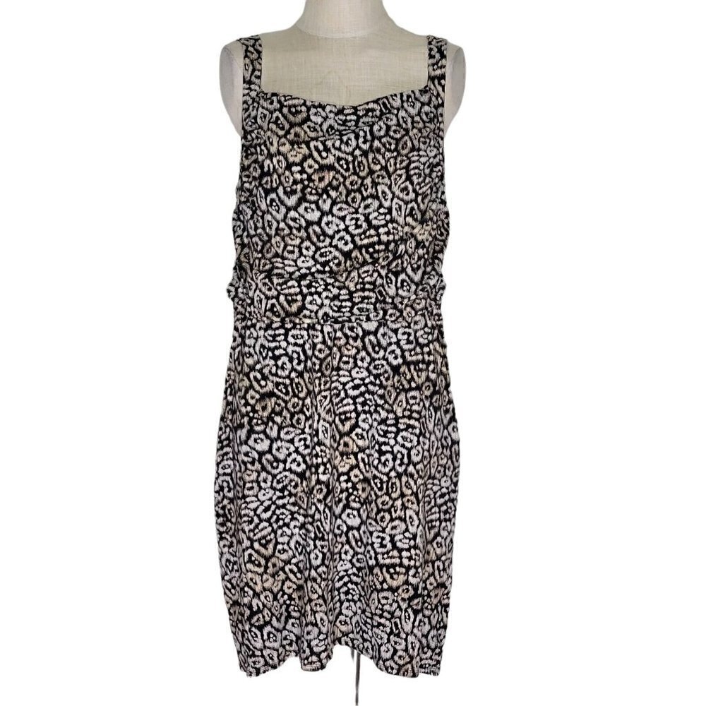 Ann Taylor Blouson Dress Size 18 Ruched Sleeveless Square Neckline Jersey